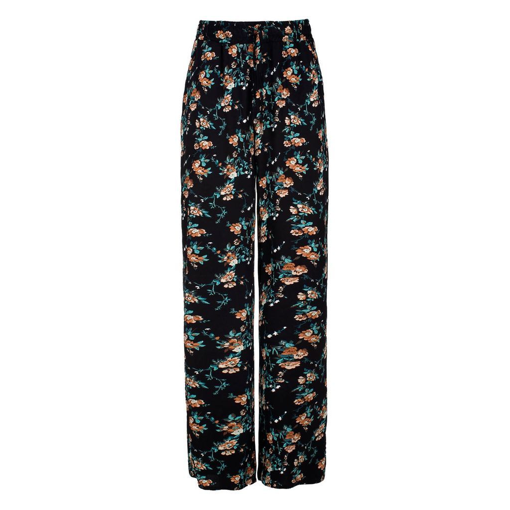 Women's Black Floral Wide Leg Pants Extra Small Conquista