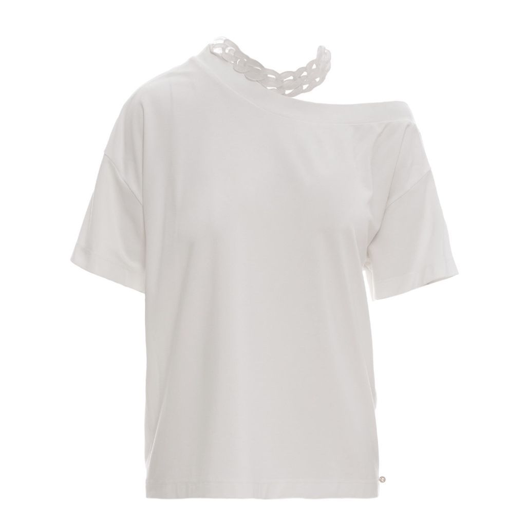 Women's Chain Detail White T-Shirt Xxs Nissa