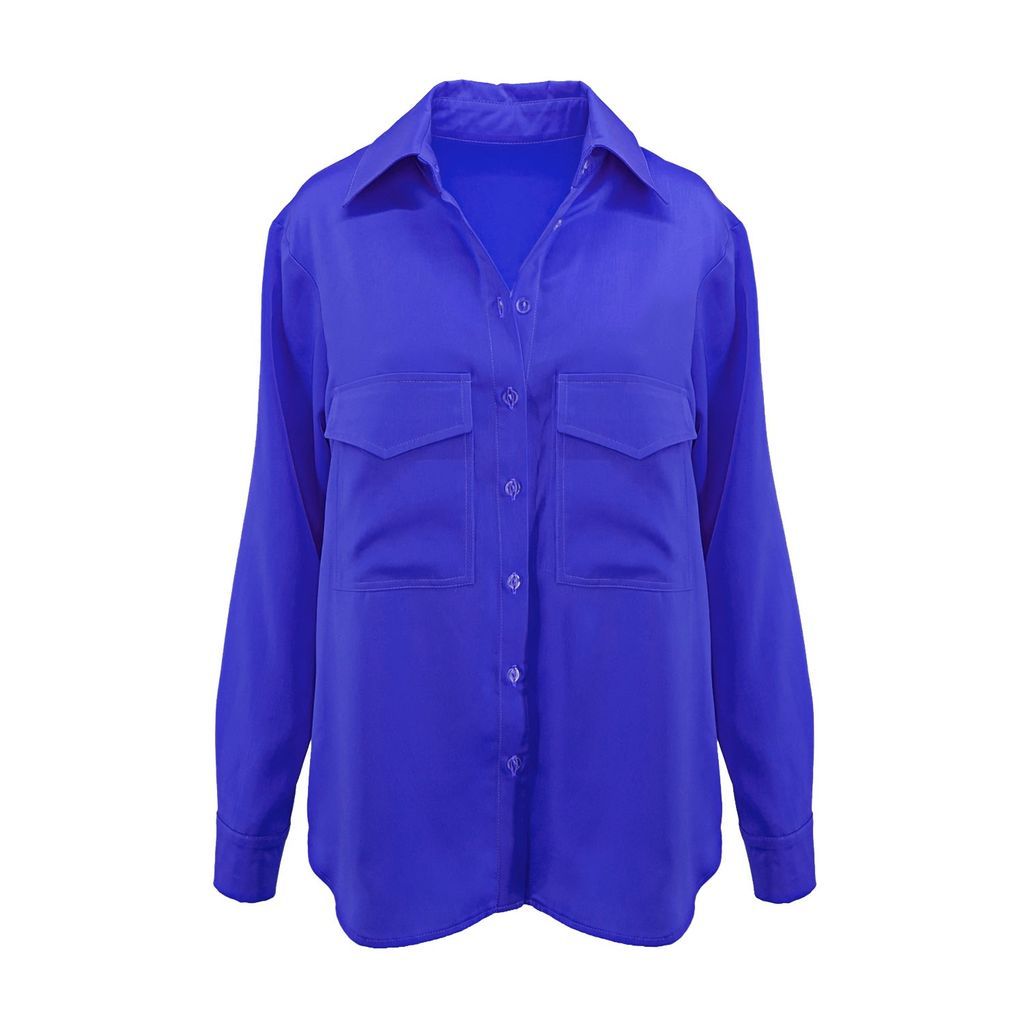 Women's Electric Blue Oversized Shirt Extra Small BLUZAT