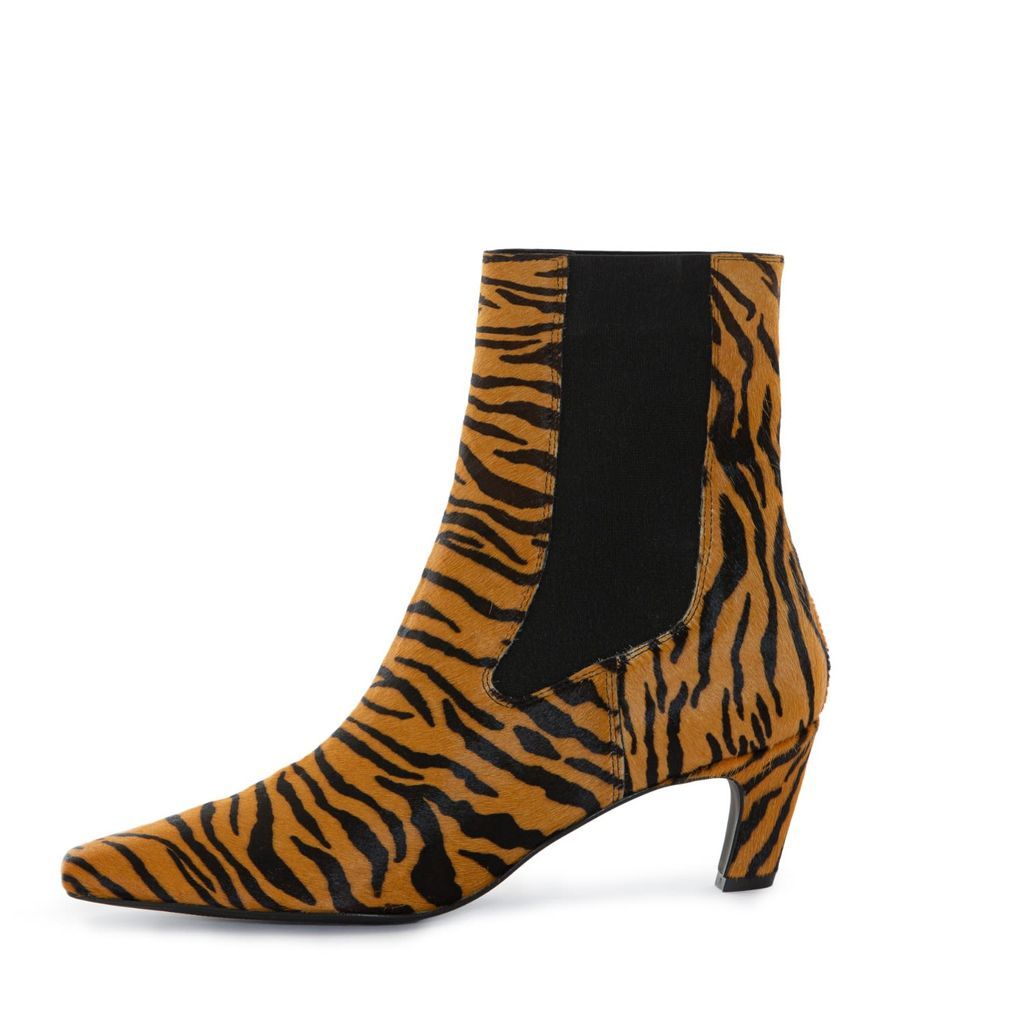 Women's Black Kate Zebra Print Leather Boots 4 Uk THE BOOT INSTITUTE