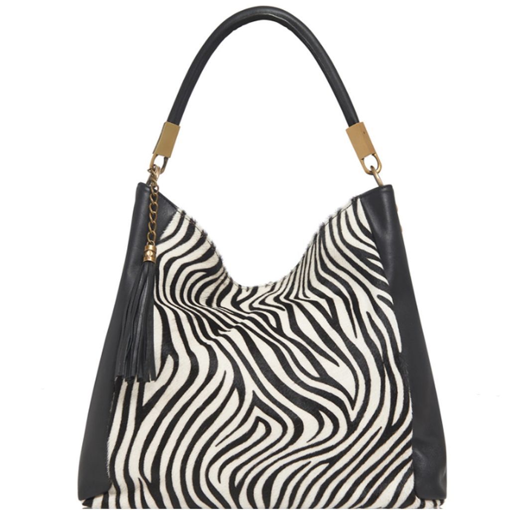Women's Black Large Zebra Print Leather Grab Bag Bbrll Sostter