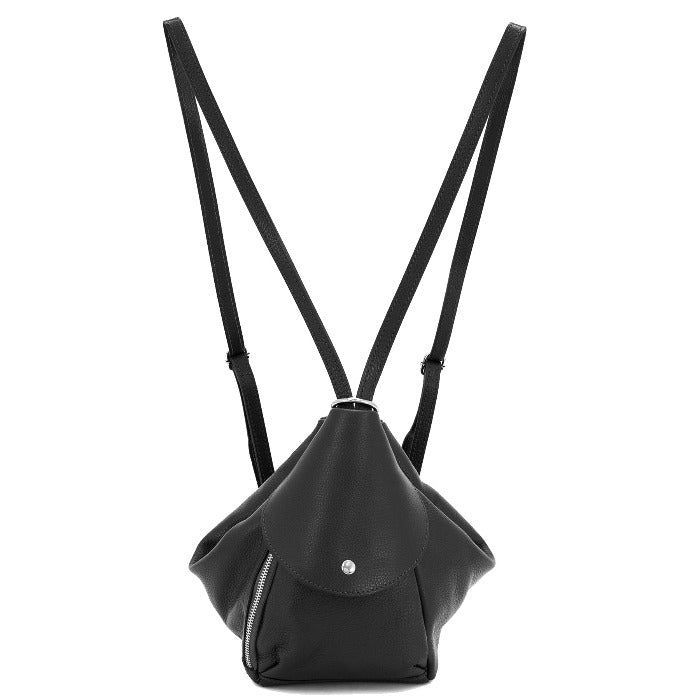 Women's Black Leather Backpack Shoulder Bag - Bdile One Size Sostter