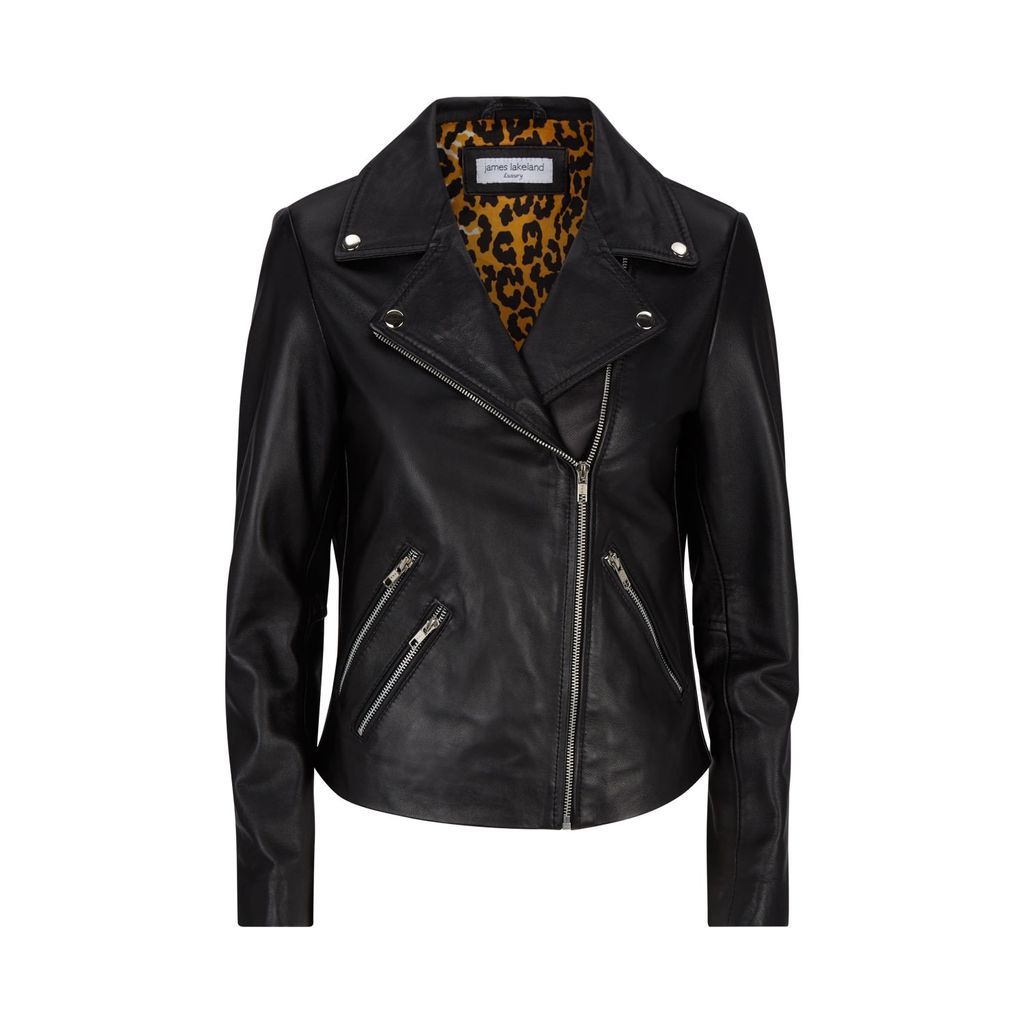 Women's Black Leather Zip Jacket Extra Small James Lakeland