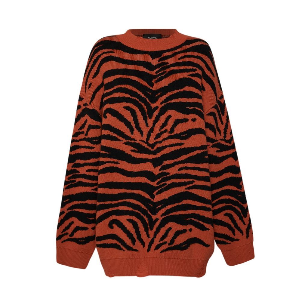Women's Black Letitia Orange Long Sweater One Size Sveta Milano