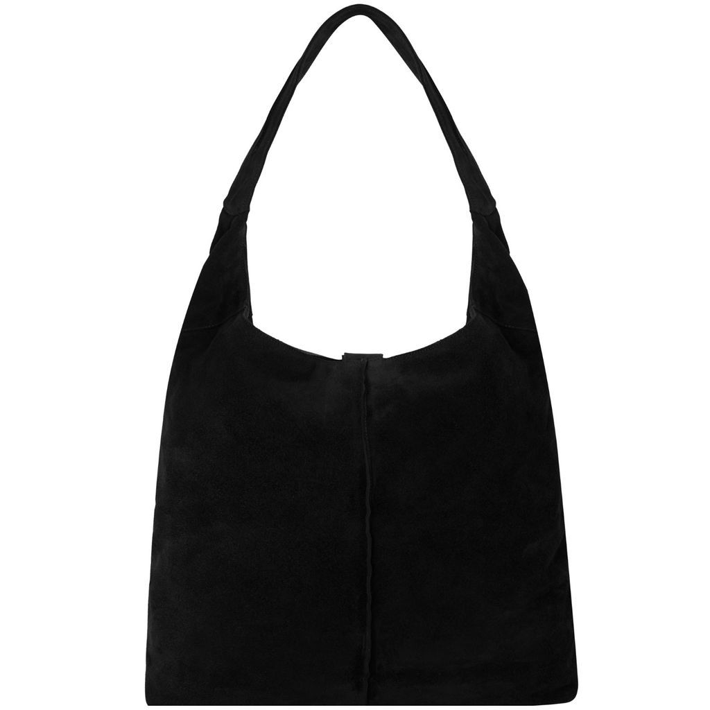 Women's Black Lined Soft Suede Hobo Shoulder Bag Bxxxe Sostter