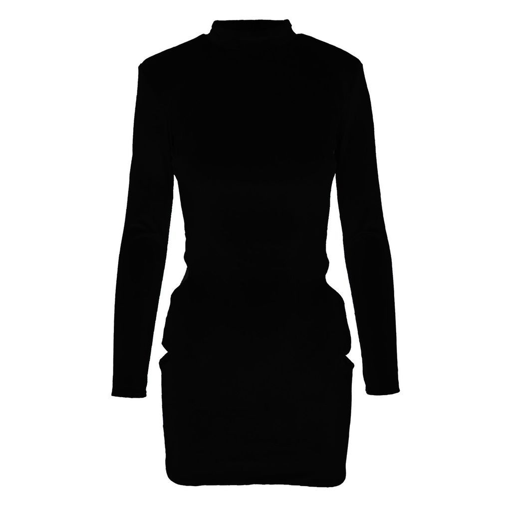 Women's Black Mini Dress With Cut-Out Effect Extra Small BLUZAT