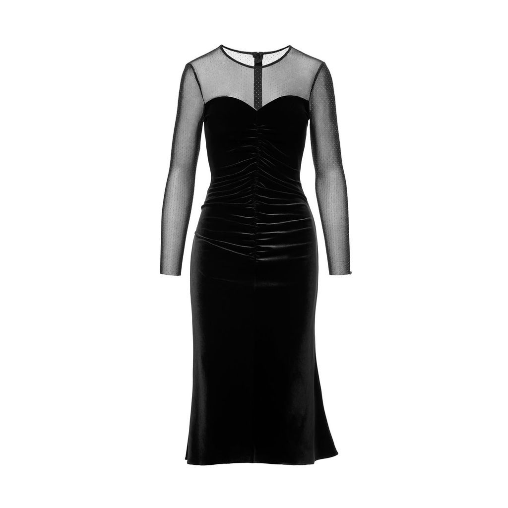 Women's Black Ruched Velvet Dress Xxs Nissa