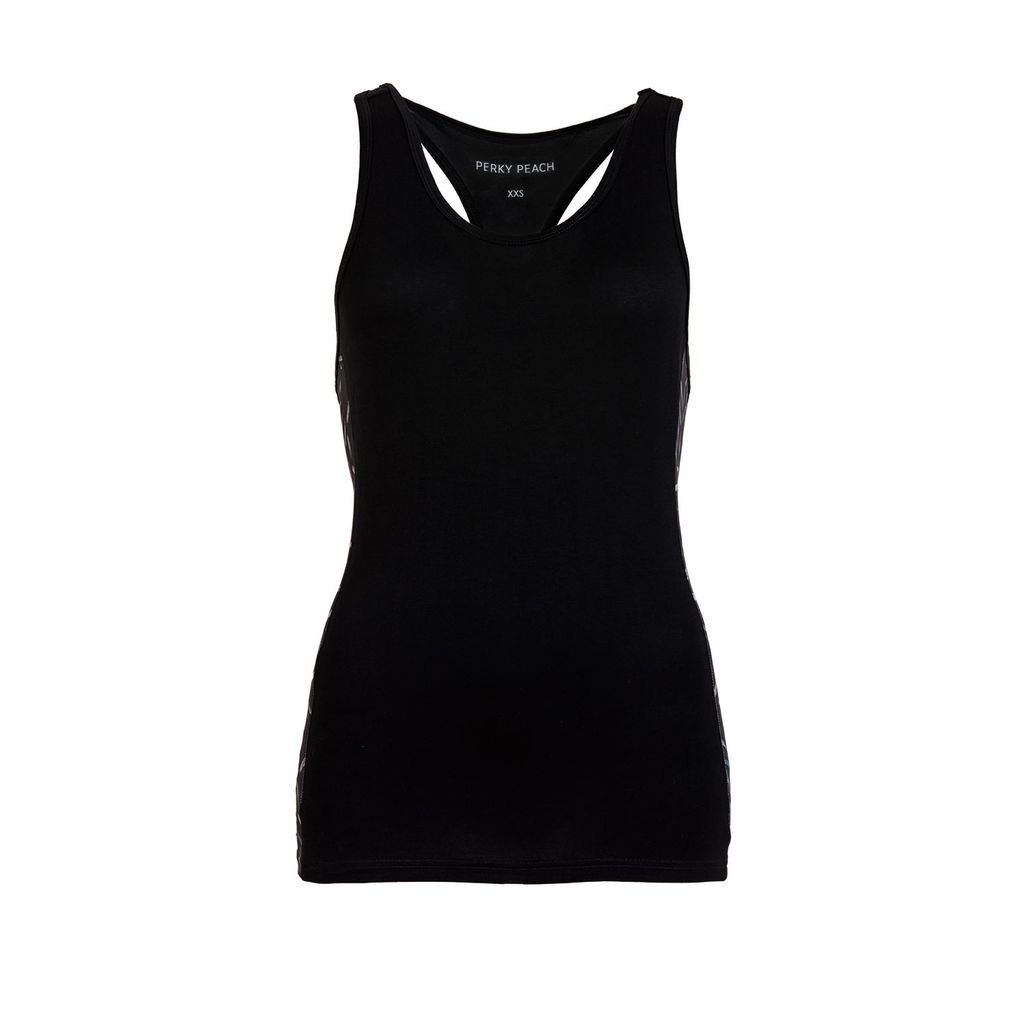 Women's Black Scattered Line Vest Top Xxs Perky Peach