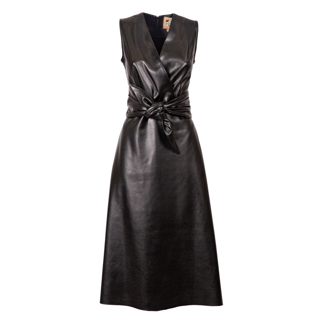 Women's Black Sleeveless Faux Leather Midi Dress Small Julia Allert