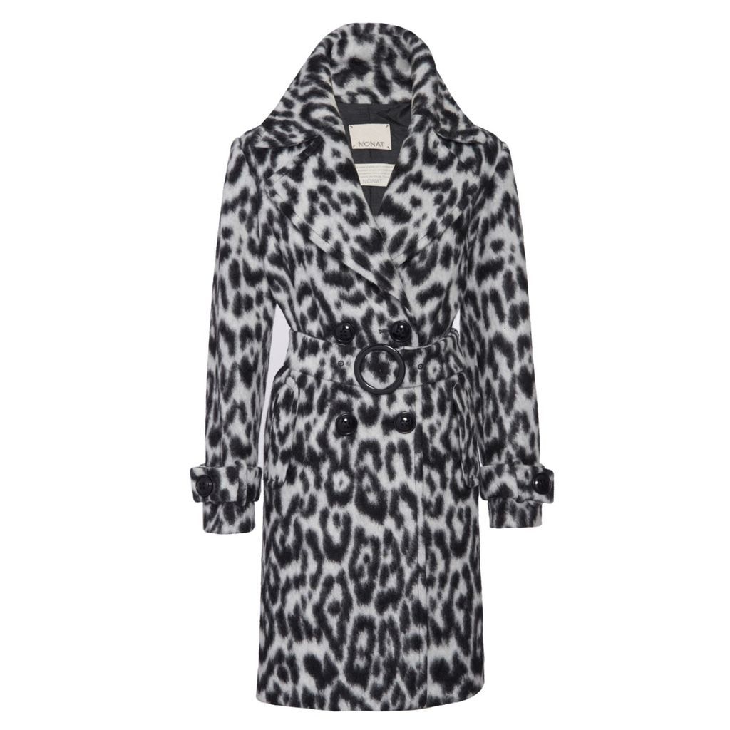 Women's Black Tracee Leopard Coat Extra Large N'Onat