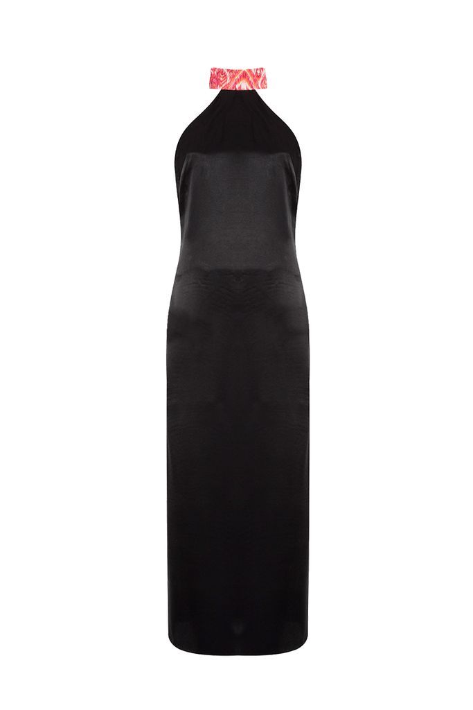 Women's Black Vega Halter Neck Dress Small Movom