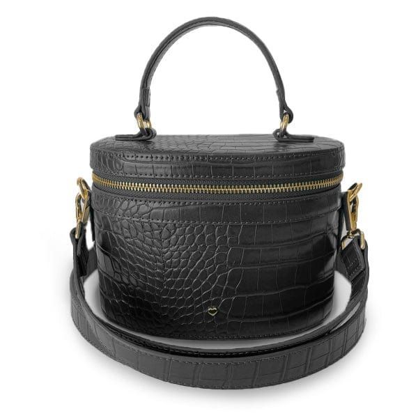 Women's Black Vegan Leather Croc Aspen Circle Bag One Size Johnny Loves Rosie