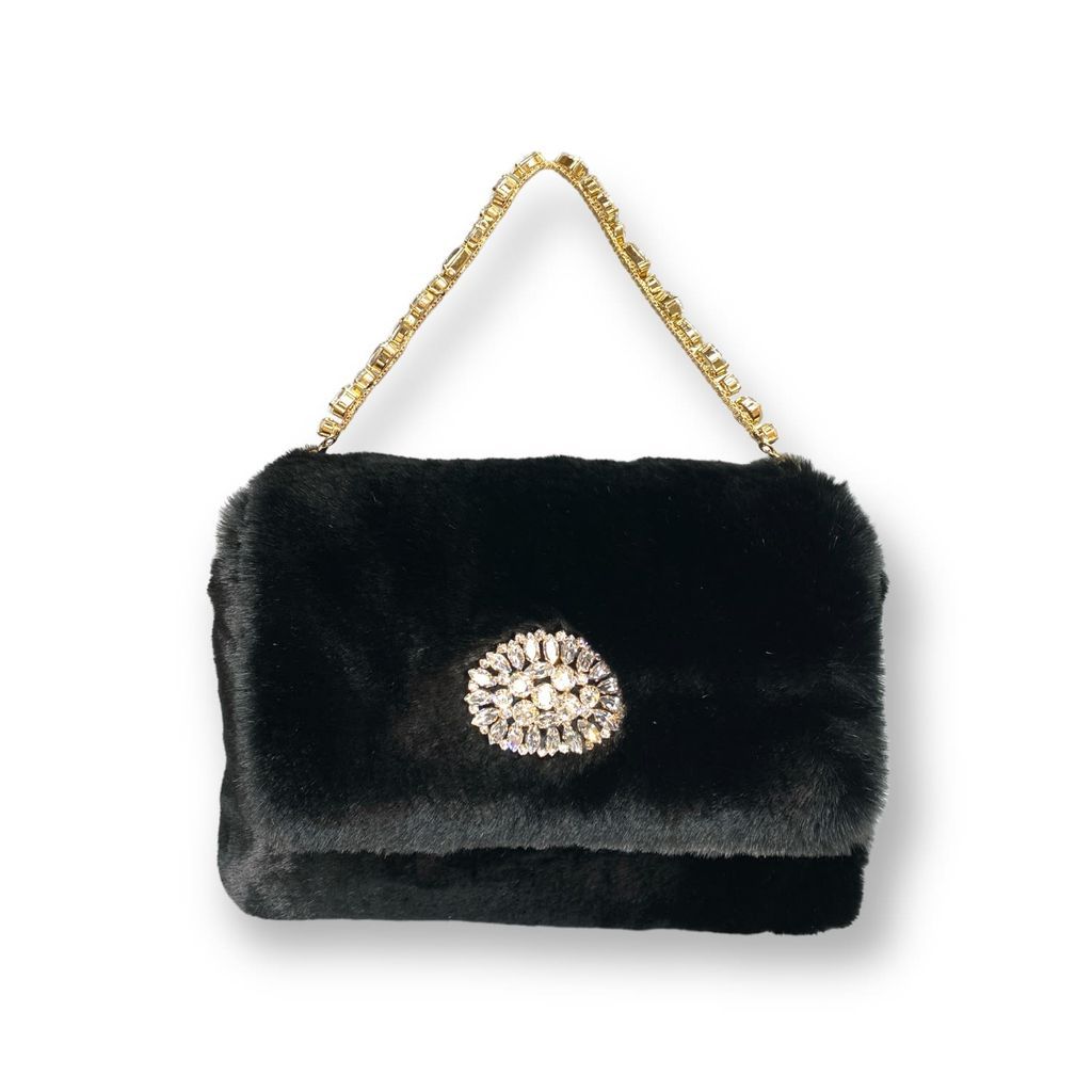 Women's Black Victoria Jewel Bag In Vegan Fur DAMAPREZIOSA
