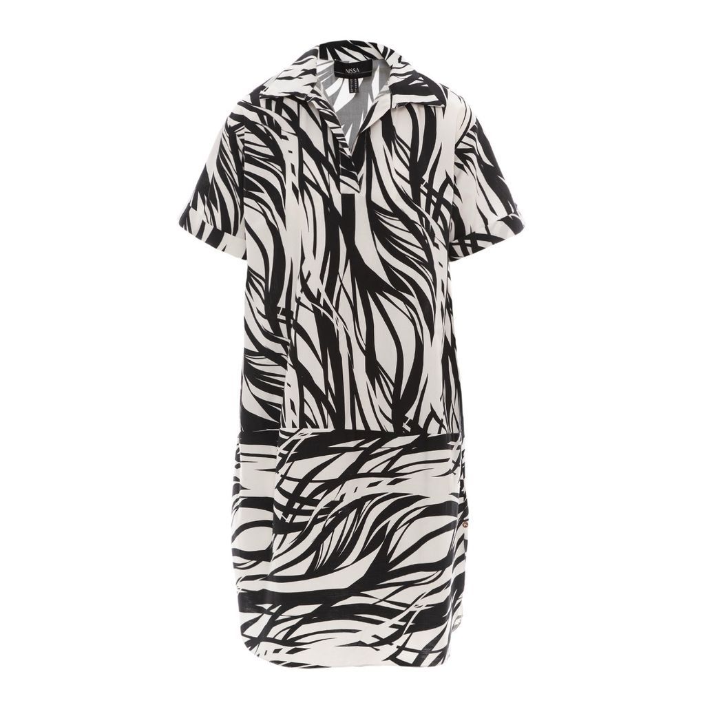 Women's Black Zebra-Print Cotton Dress Extra Small Nissa