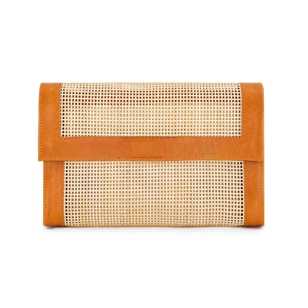 Women's Blake Mesh Rattan & Leather Clutch - Brown OhSun