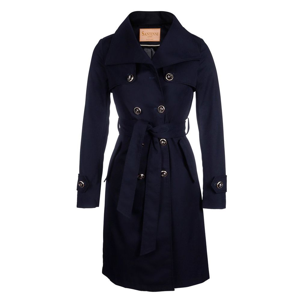 Women's Blue 'A Streetcar Named Desire' 100% Cotton Trench In Blu Marino Extra Small Santinni