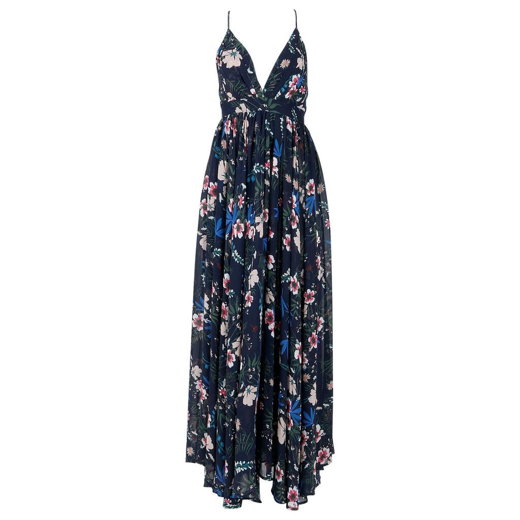 Women's Blue / Black Enchanted Garden Maxi Dress - Wildflower Navy 4Xs Meghan Fabulous