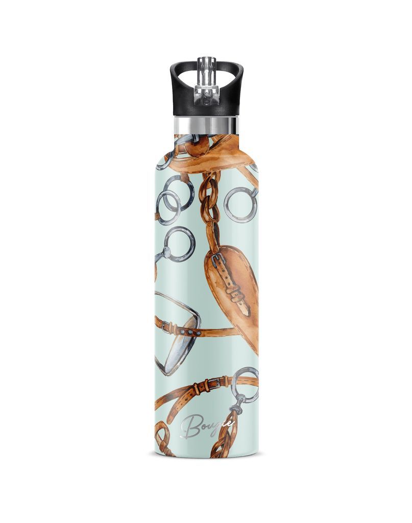 Women's Blue / Brown / Grey Equestri Ii Stainless Steel Double-Wall Insulated Water Bottle With Flip 'N' Sip Lid One Size My Bougie Bottle