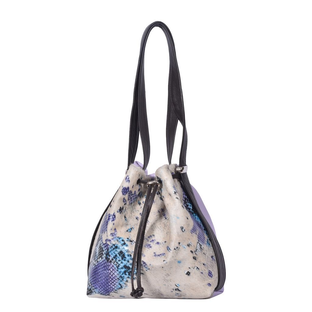 Women's Blue / Grey / Pink Cowhide Backpack Mathilde Mini - Summer Reptile/Lilac Owen Barry