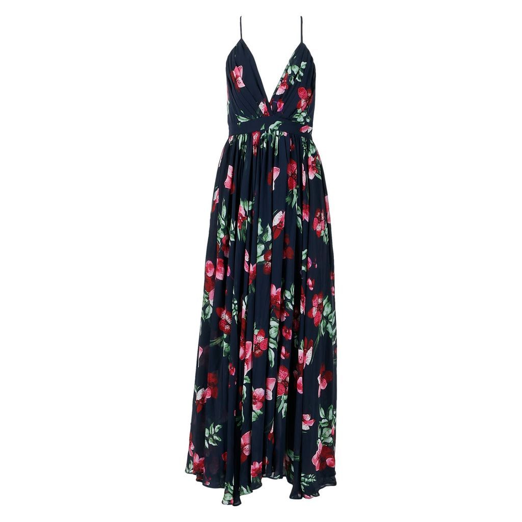 Women's Blue / Red Enchanted Garden Maxi Dress - Navy Orchid Xxs Meghan Fabulous