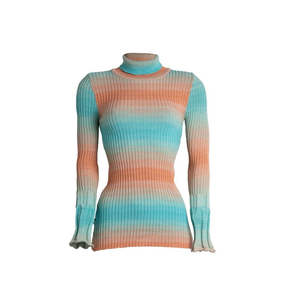 Women's Blue / Yellow / Orange Mirci Turtleneck Sweater Nectarine-Water Blue One Size Süel knitwear