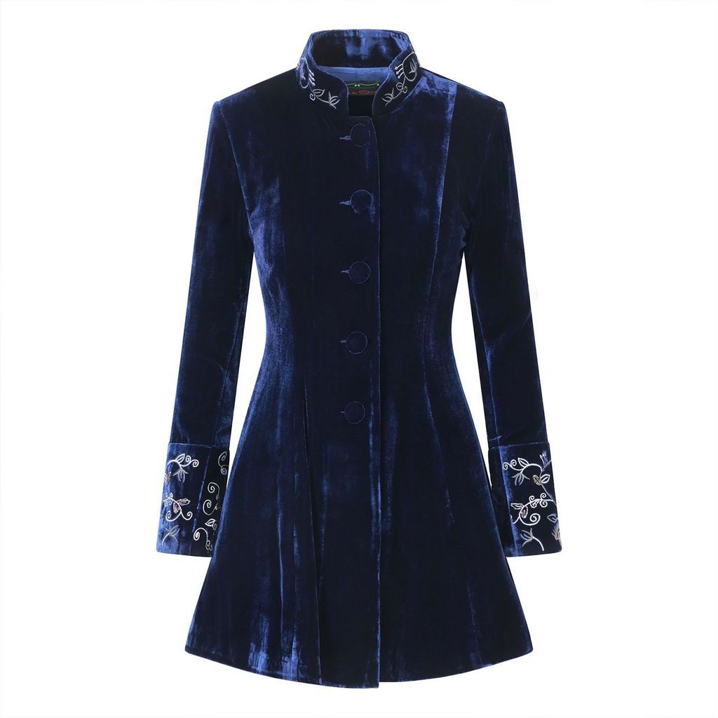 Women's Blue Antique Velvet Swing Jacket - Navy Extra Small Beatrice von Tresckow