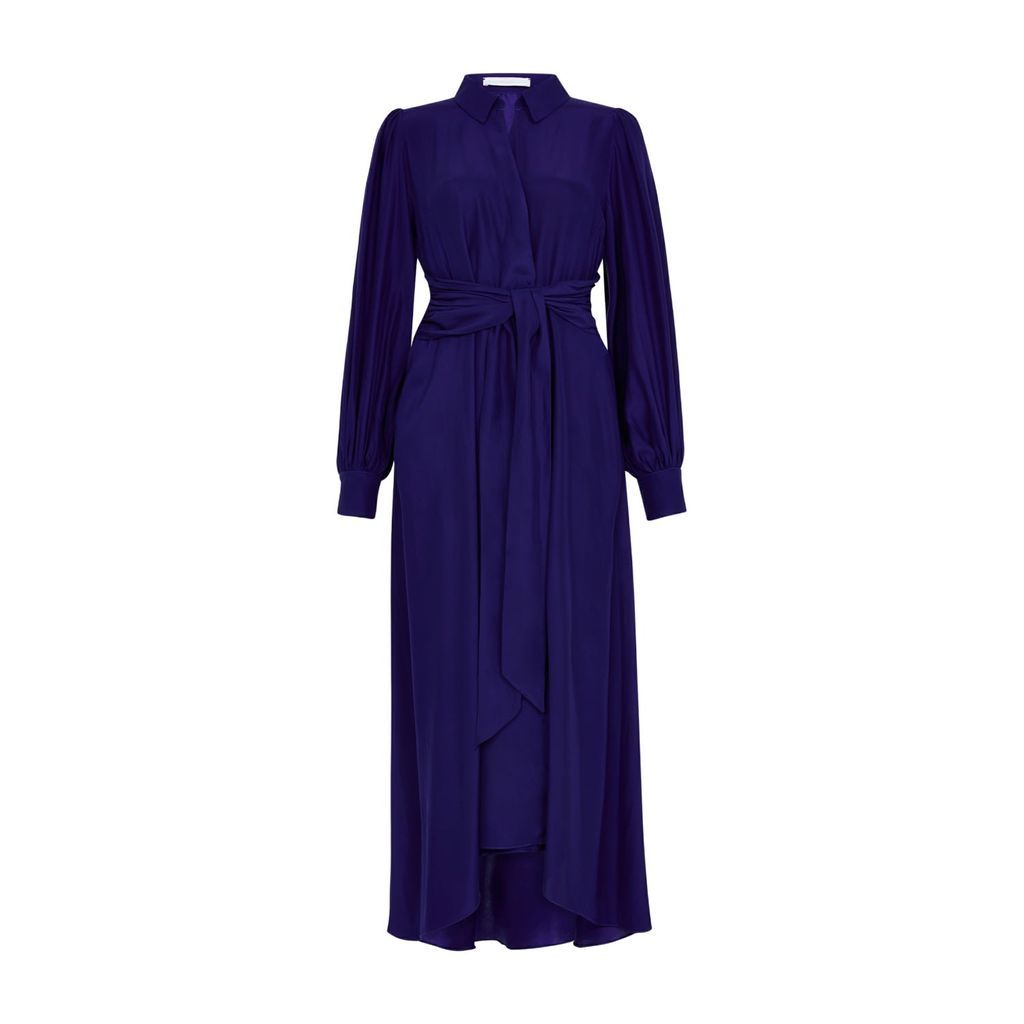 Women's Blue Aria Cobalt Midi Shirt Dress Medium Ethereal London