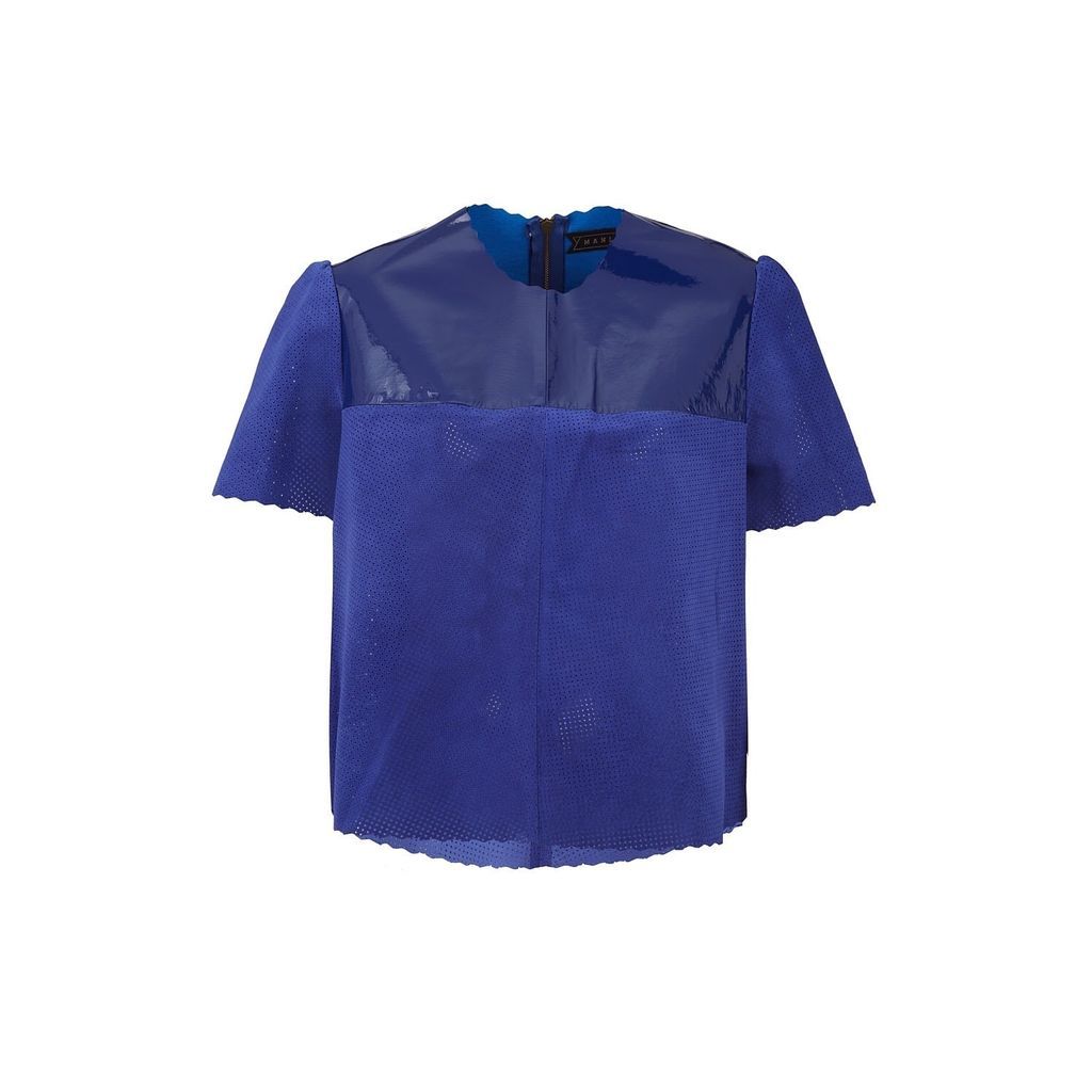 Women's Blue Belle Patent Leather T-Shirt - Cobalt Small Manley
