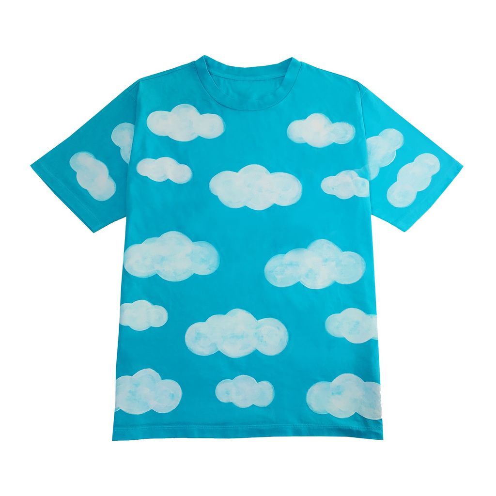 Women's Blue Cloud Over Sized Tee Extra Small Quillattire