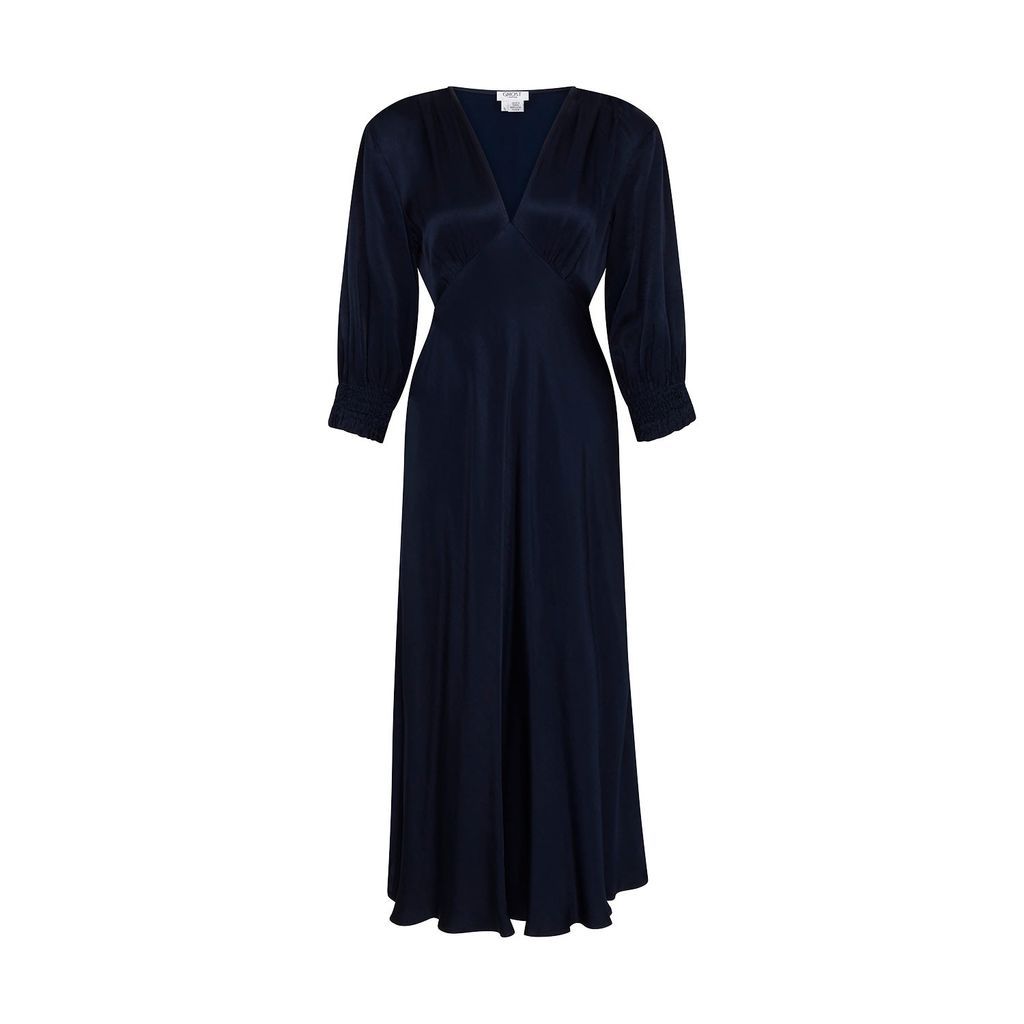 Women's Blue Elle Navy Satin Midi Dress Extra Small GHOST