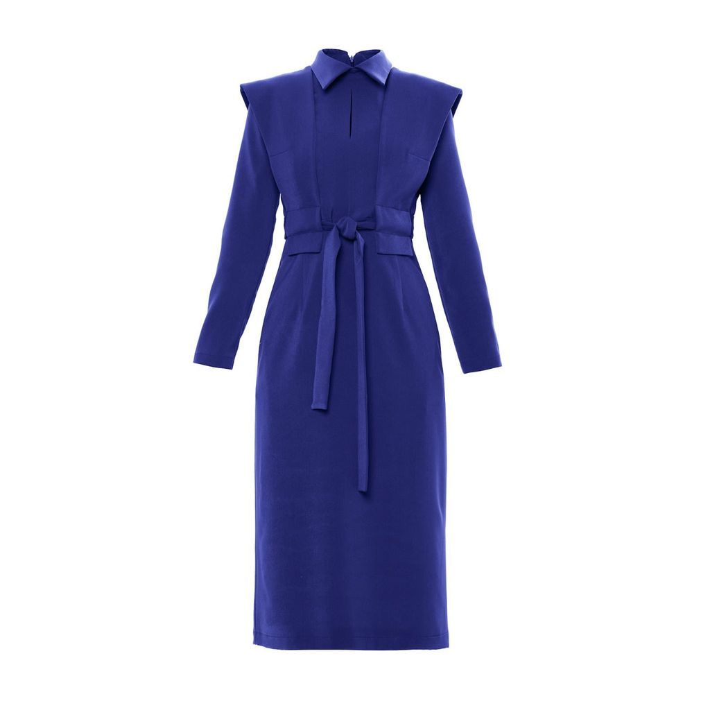 Women's Blue Fashion Fitted Midi Dress Extra Small Julia Allert