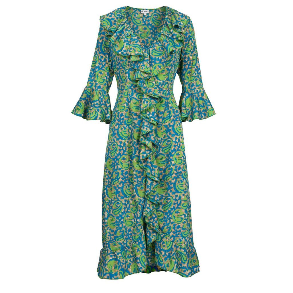 Women's Blue Felicity Midi Dress Turquoise & Lime Extra Small At Last...