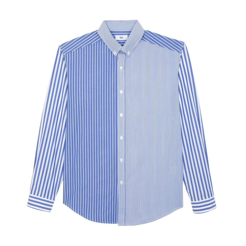 Women's Blue Frankie Multi-Stripe Shirt Extra Small FYU PARIS