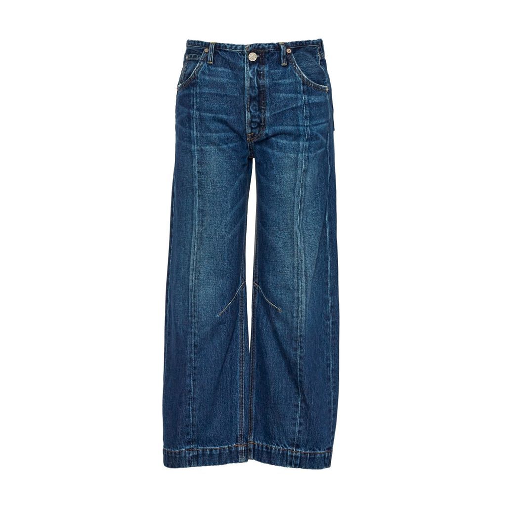 Women's Blue Hi-Rise Wide Leg Crop Jeans In Colorado 24
