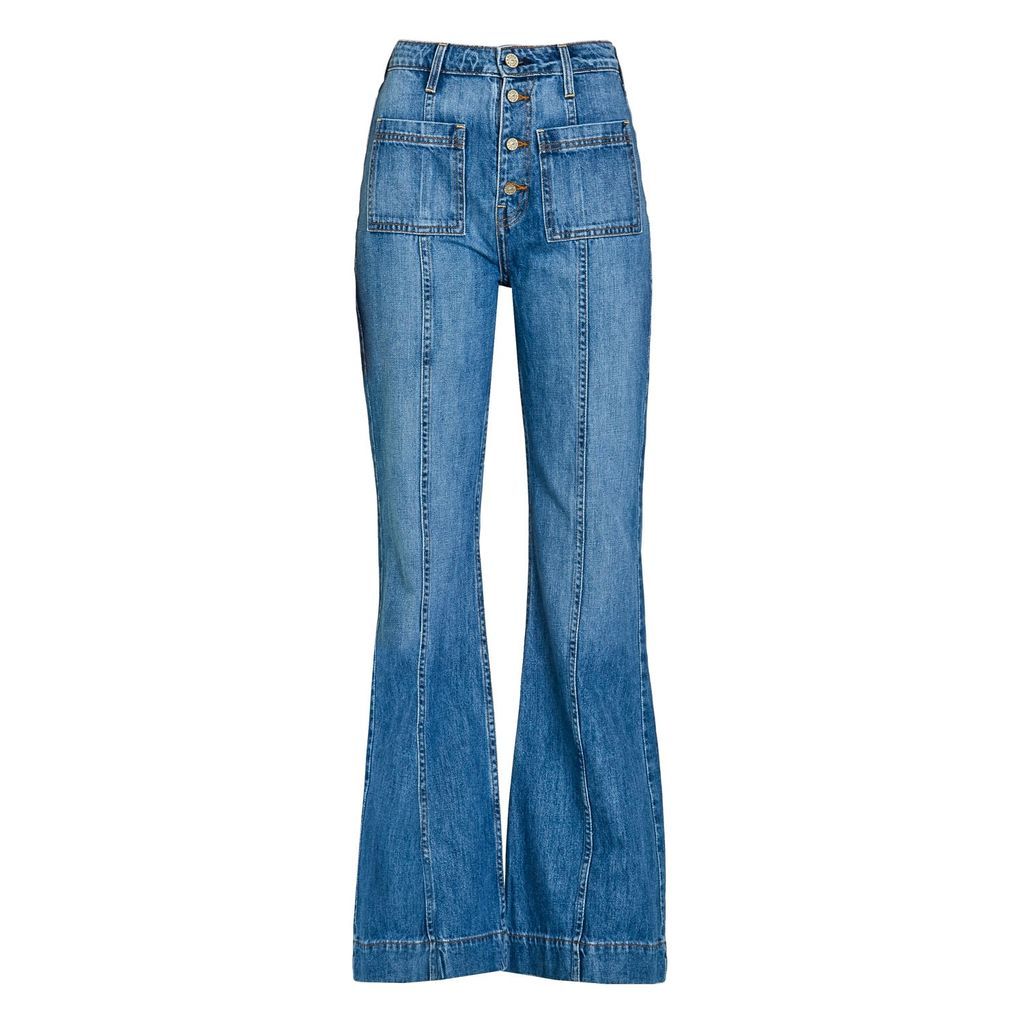 Women's Blue High Rise Patch Pocket Jeans In Laguna Beach 24