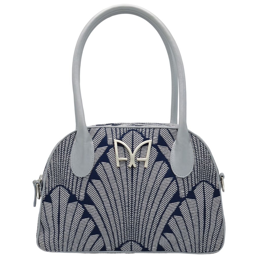 Women's Blue Iconique Bag - Navy Silver French Jacquard AUDREY ALEXANDRE