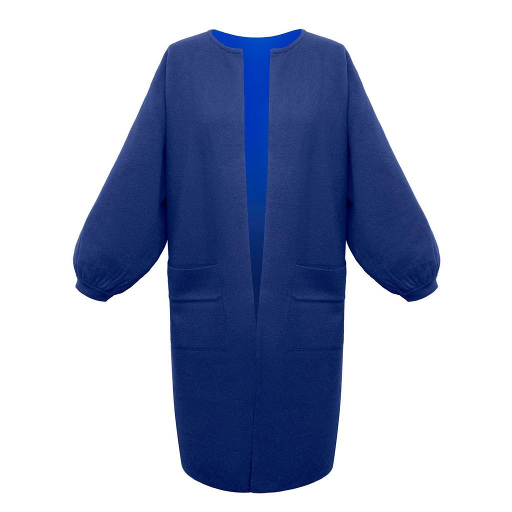 Women's Blue Kate Cotton Cashmere Blend Reversible Cardi-Coat Small NRBY Clothing