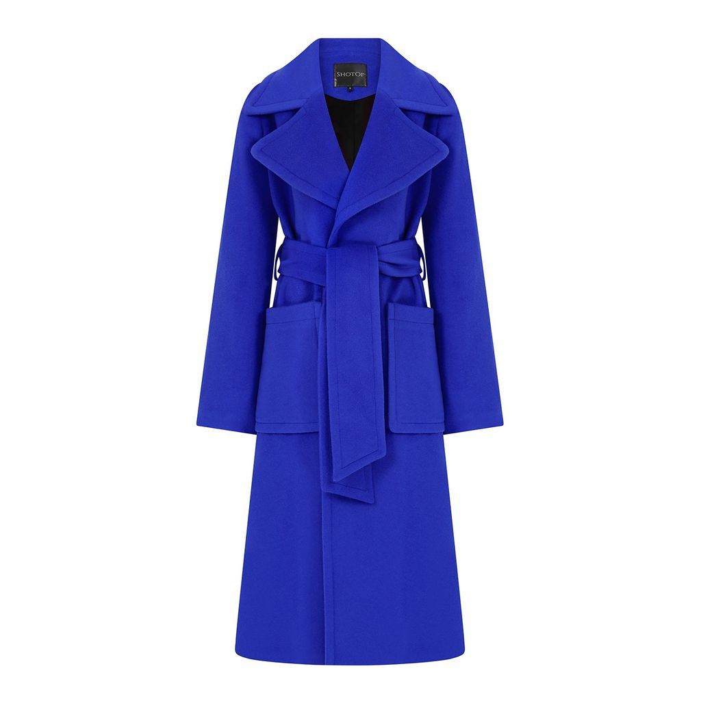 Women's Blue Kiki Saphire Charcoal Cashmere & Wool Coat Medium ShotOf
