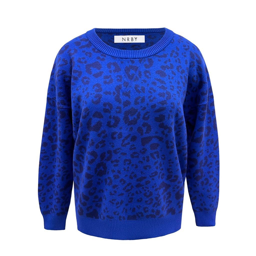 Women's Blue Minnie Cotton Cashmere Blend Jacquard Sweater Extra Small NRBY Clothing
