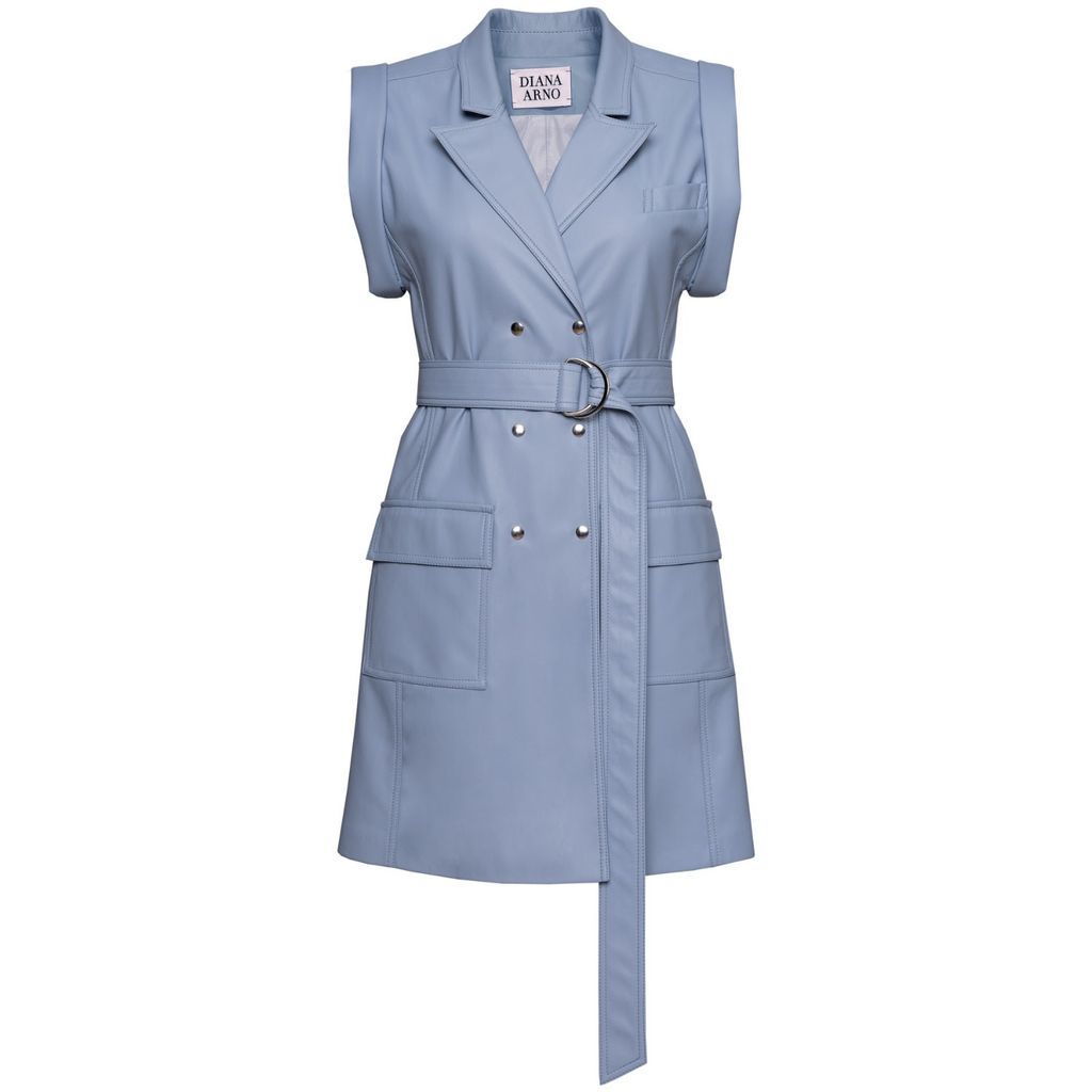 Women's Blue Noelle Vegan Leather Blazer Dress Extra Small DIANA ARNO