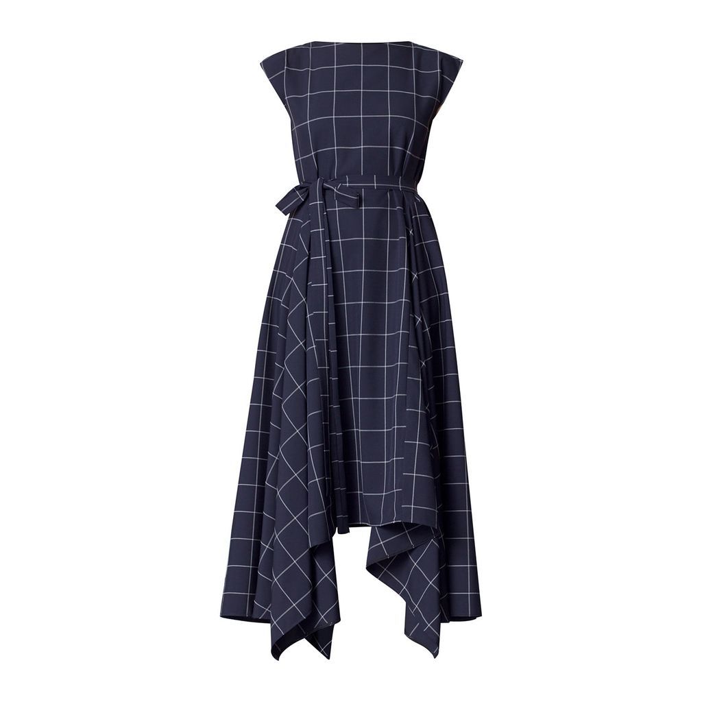 Women's Blue Reena Navy Grid Maxi Dress Small Meem Label