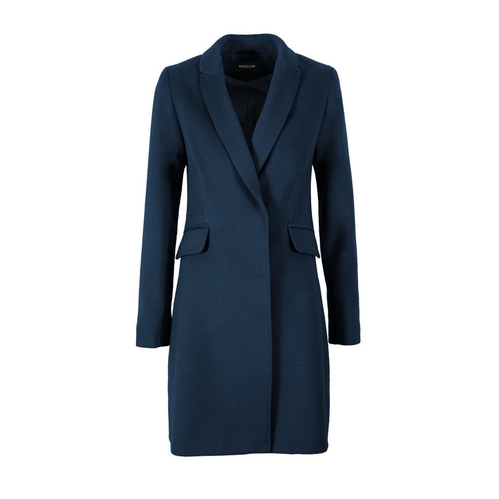 Women's Blue Rosalie Navy Midi Coat Extra Small VIKIGLOW