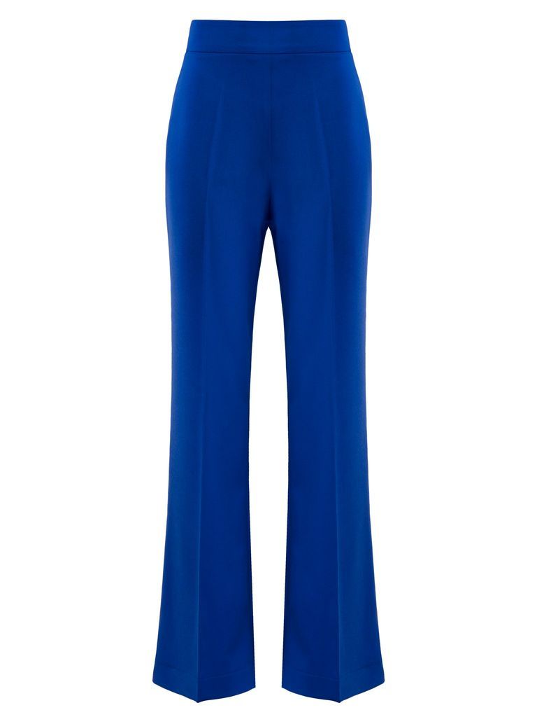 Women's Blue Royal Azure High-Waist Flared Trousers Xxs Tia Dorraine