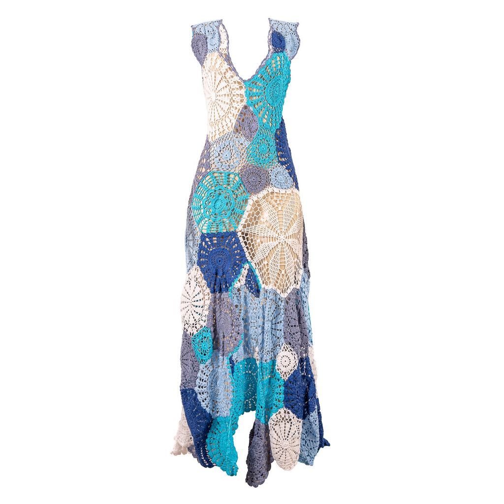 Women's Blue Sea Crochet Dress One Size Tricult