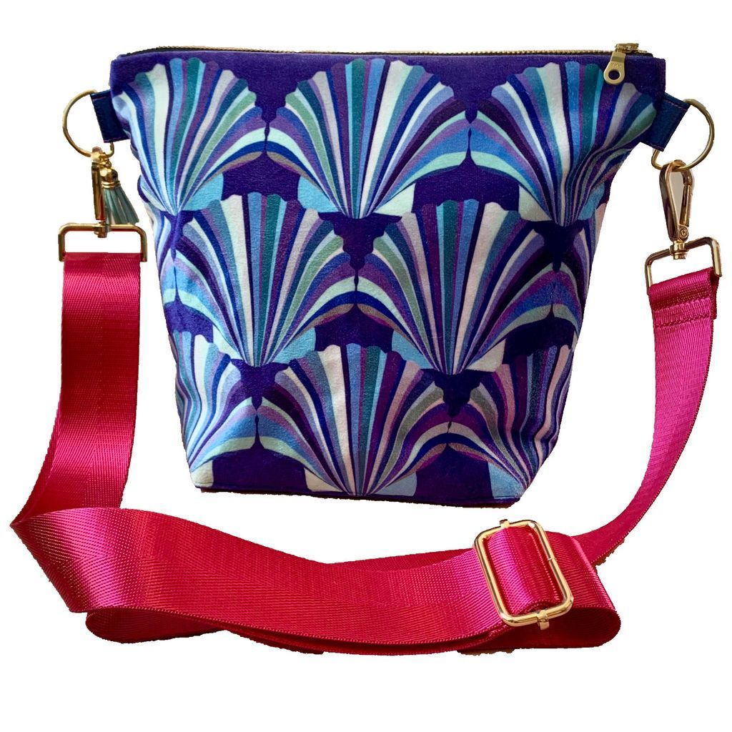 Women's Blue Shell Velvet Handbag Chloe Croft London Limited