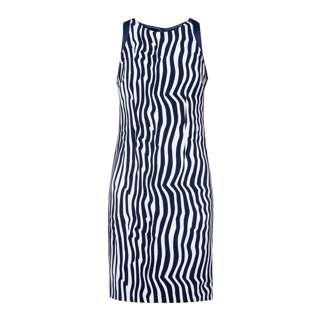 Women's Blue Sleeveless Zebra Print Dress Jersey Fabric Small Conquista