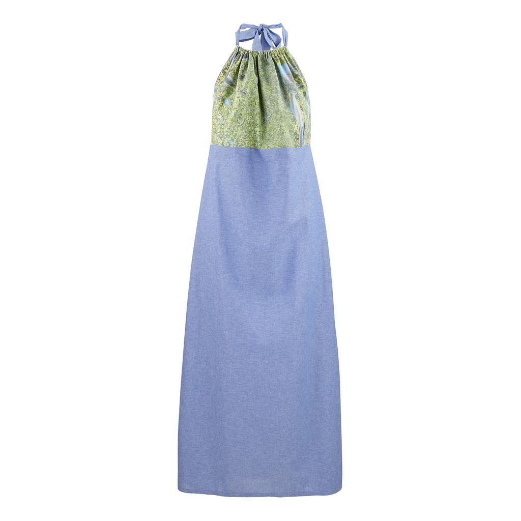 Women's Blue Tallulah Halter Maxi Dress In Cotton One Size COCOOVE
