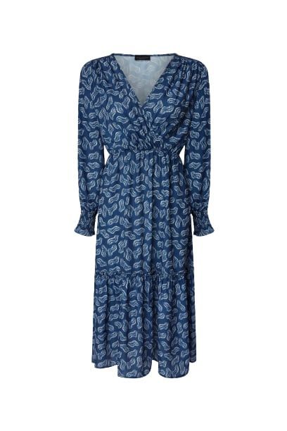 Women's Blue Tiered Midi Dress - Navy Extra Small James Lakeland