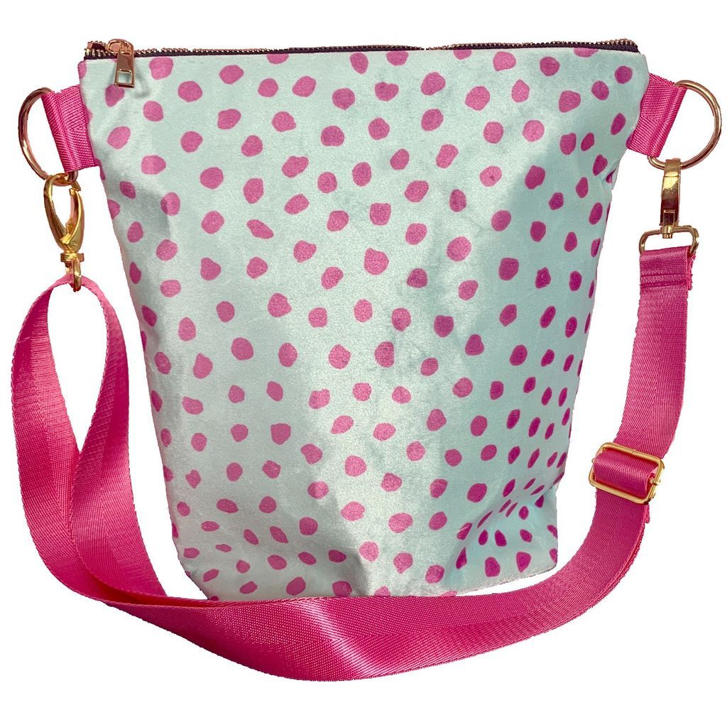 Women's Blue Turquoise And Pink Spot Velvet Handbag Chloe Croft London Limited