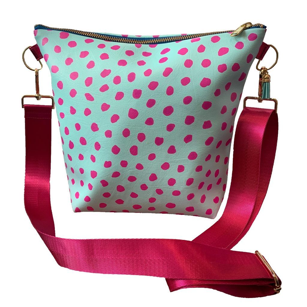 Women's Blue Turquoise & Pink Spot Vegan Leather Handbag Chloe Croft London Limited